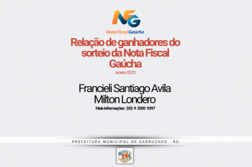 Ganhadores do sorteio da Nota Fiscal Gaúcha