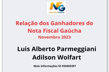 Relação dos Ganhadores Nota Fiscal Gaúcha