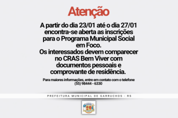 PROGRAMA MUNICIPAL SOCIAL EM FOCO