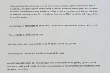 AUDIÊNCIA PÚBLICA DE SAÚDE 