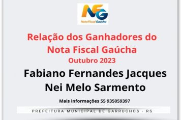 Relação dos Ganhadores Nota Fiscal Gaúcha