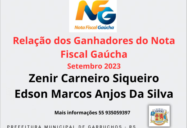 Relação dos Ganhadores no Nota Fiscal Gaúcha