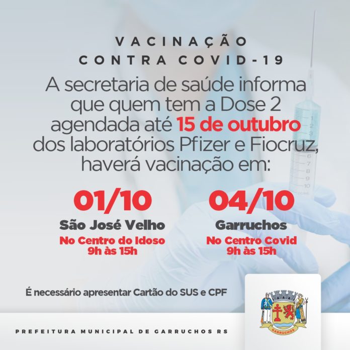 Vacinação Covid: aviso sobre segunda dose