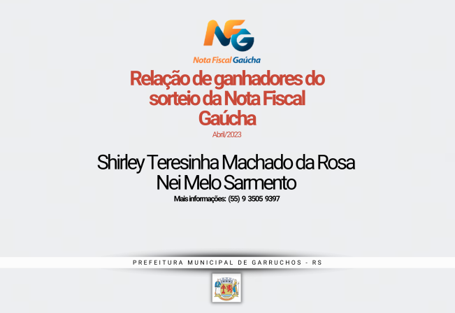 Ganhadores do sorteio da Nota Fiscal Gaúcha