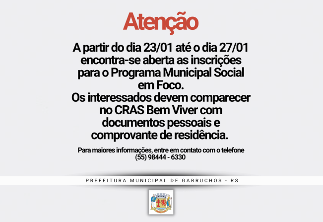 PROGRAMA MUNICIPAL SOCIAL EM FOCO