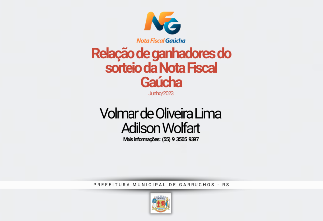 Ganhadores do sorteio da Nota Fiscal Gaúcha