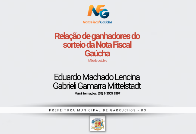 Ganhadores do sorteio da Nota Fiscal Gaúcha