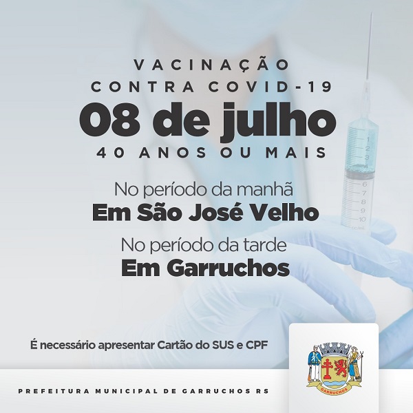 Vacinação COVID - 19:  40 anos ou mais