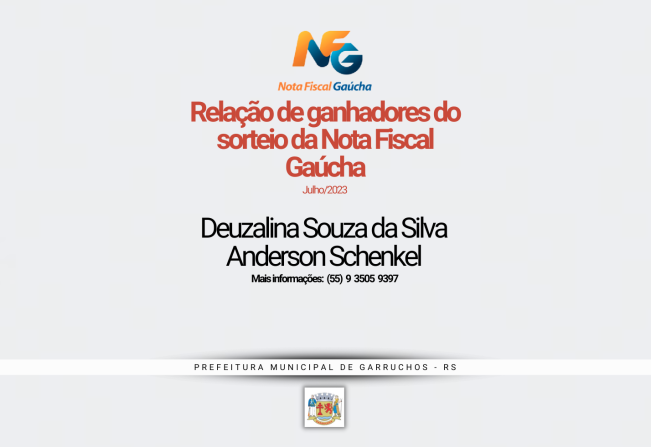 Ganhadores do sorteio da Nota Fiscal Gaúcha